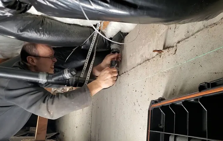 Crawlspace drain pipe repair below a home for plumbing service in Enola