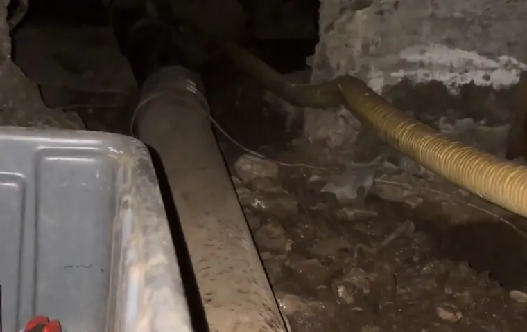 Crawlspace drain pipe repair below a home for plumbing service in Grantham