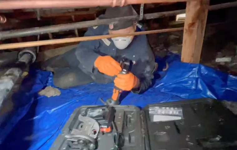 Crawlspace drain pipe repair below a home for plumbing service in Lemoyne