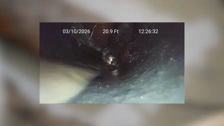 Close view of sewer camera inspection equipment showing pipe conditions for Pre-Purchase Plumbing Inspection: Cumberland Valley