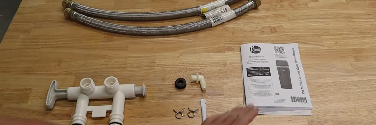 Wide view of water softener tank and control valve during setup for Water Softener Installation service in Mechanicsburg